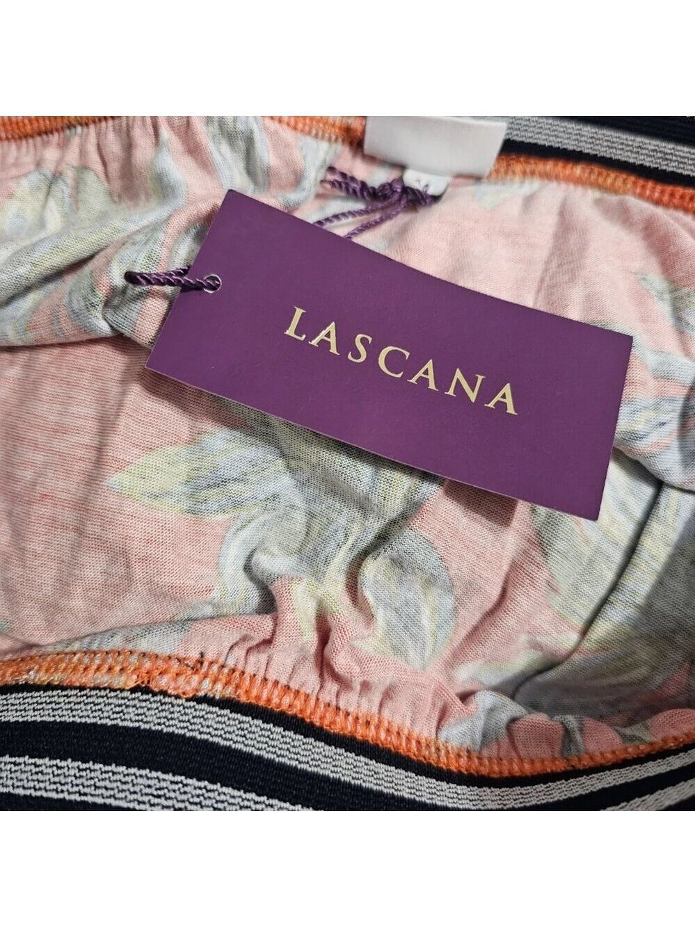 LASCANA Tropical Floral Maxi Skirt SZ 12 USA Striped Waistband Boho Colorful - Picture 3 of 7